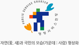 PUBLIC SERVICE CHARTER 행정서비스헌장 자연(꽃, 새)과 국민의 모습(가운데 : 사람) 형상화